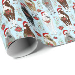 Horses in Santa Hats Christmas Wrapping Paper<br><div class="desc">Horses in Santa Hats Christmas Wrapping Paper. Paper Colour is Blue. Available in multiple colours,  sizes and two finishes. www.hotpocketgraphics.com</div>