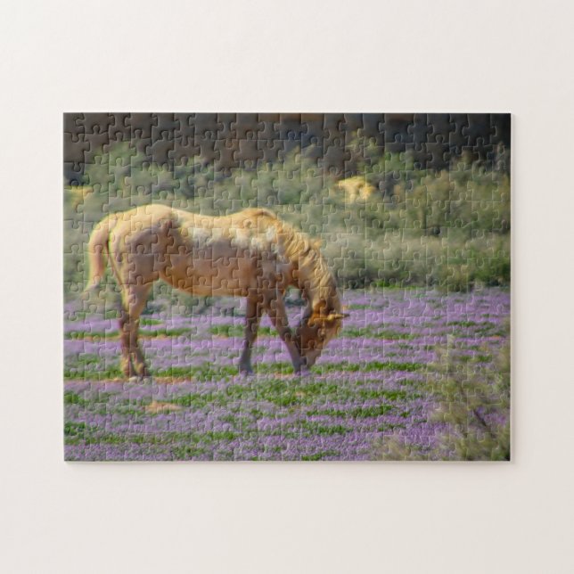 horses in spring jigsaw puzzle (Horizontal)