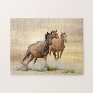 Horses In Sunset Jigsaw Puzzle