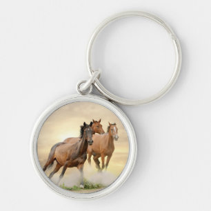 Horses In Sunset Key Ring