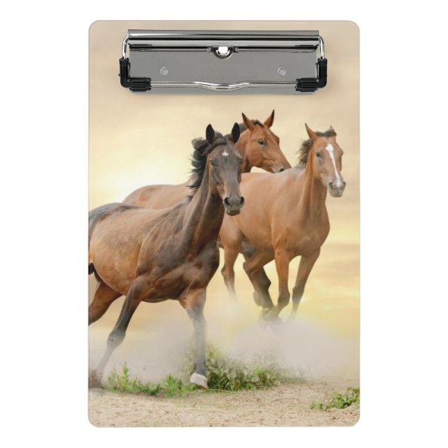 Horses In Sunset Mini Clipboard (Front)