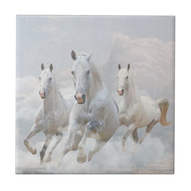Horses in the clouds    ceramic tile (Front)