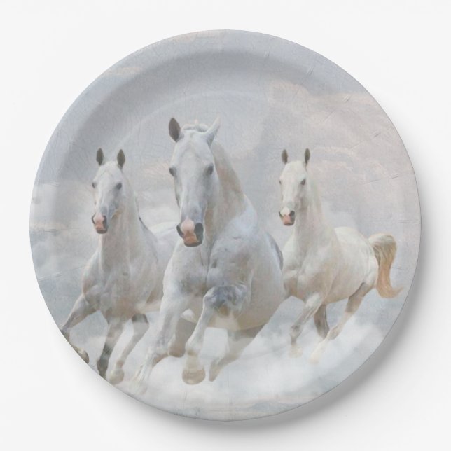 Horses in the clouds      paper plate (Front)