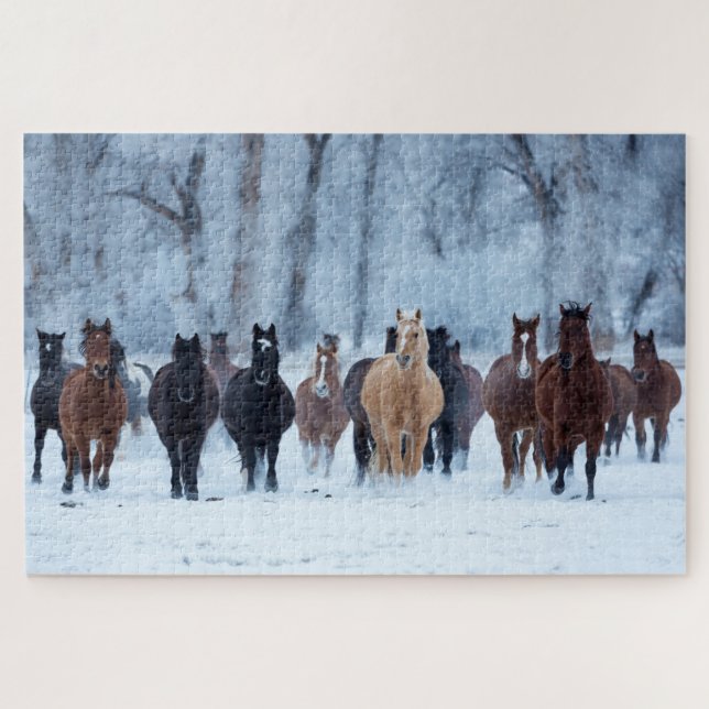 Horses in the Cold Jigsaw Puzzle (Horizontal)