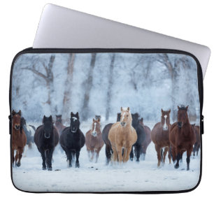 Horses in the Cold Laptop Sleeve