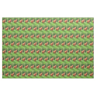 Horses in the countryside fabric