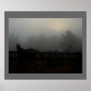 Horses in the Fog Poster