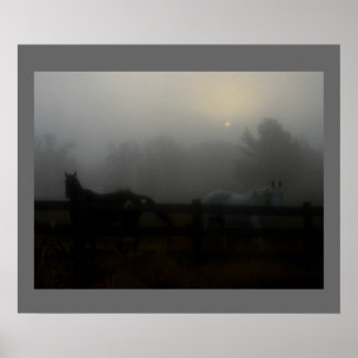 Horses in the Fog Poster