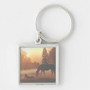 Horses in the Morning Fog Key Ring