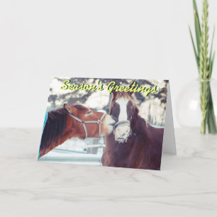 Horses in the snow Christmas card