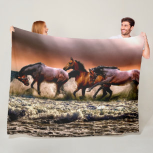 HORSES in the SURF Fleece Blanket