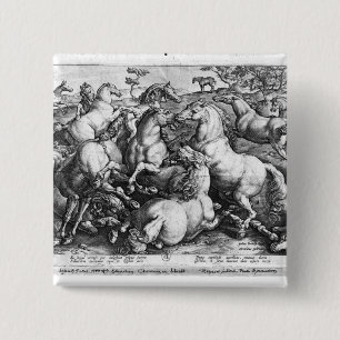 Horses in the wild 15 cm square badge