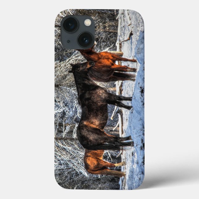 Horses in Winter Snow Equine Photo Case-Mate iPhone Case (Back)