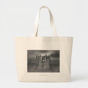 Horses into the corral large tote bag
