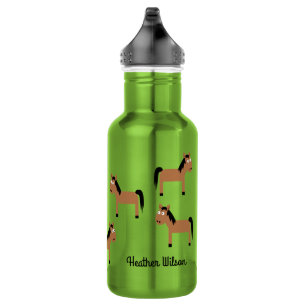 Horses Kids Water Bottle with Name