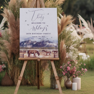 Horses Landscape Milestone Birthday Party Welcome  Poster