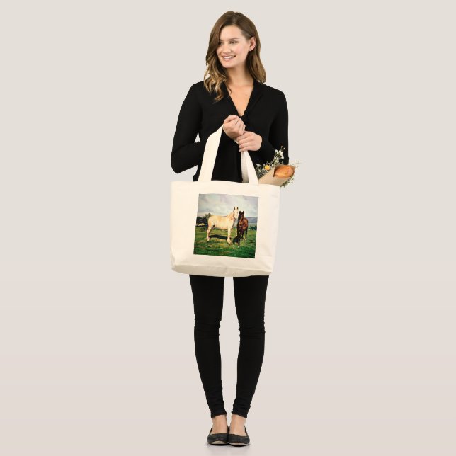 Horses Large Tote Bag (Front (Model))