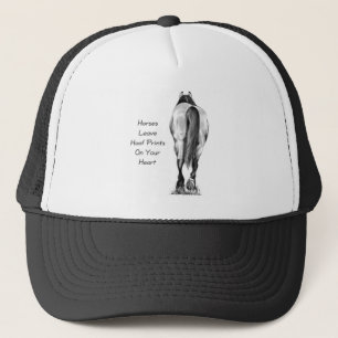 Horses Leave Hoofprints On Your Heart: Pencil Art Trucker Hat