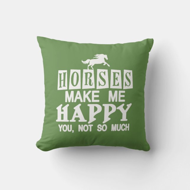 Horses Make Me Happy Cushion (Front)