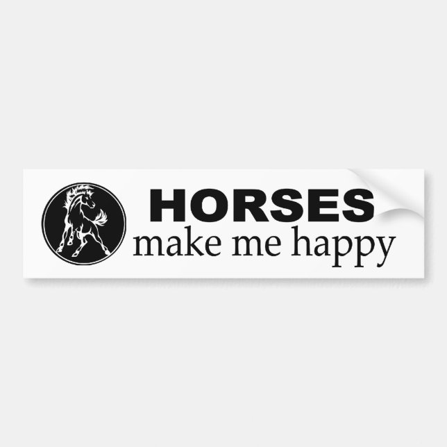 Horses make me Happy. Decal for equestrians. (Front)
