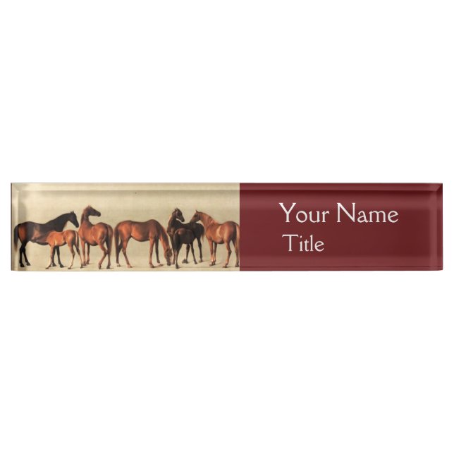 HORSES /MARES AND FOALS ,Brown Nameplate (Front)
