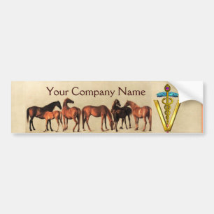 HORSES /MARES AND FOALS CADUCEUS VETERINARY SYMBOL BUMPER STICKER
