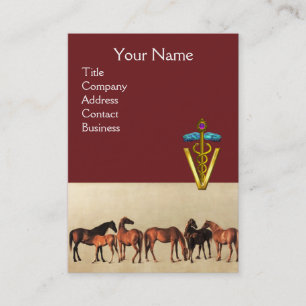HORSES /MARES AND FOALS CADUCEUS VETERINARY SYMBOL BUSINESS CARD