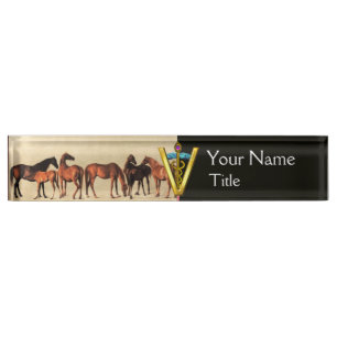 HORSES /MARES AND FOALS CADUCEUS VETERINARY SYMBOL NAMEPLATE