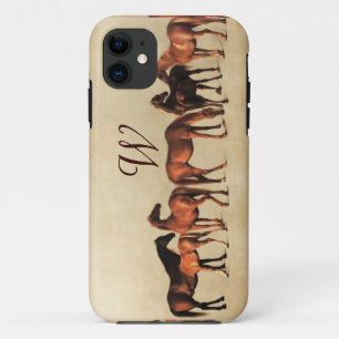 HORSES /MARES AND FOALS Monogram iPhone 11 Case