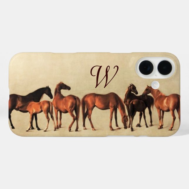 HORSES /MARES AND FOALS Monogram Case-Mate iPhone Case (Back (Horizontal))