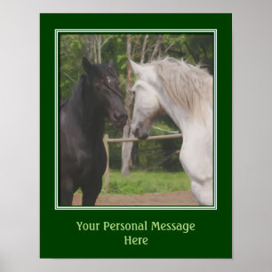 Horses Meeting Animal Art Personalised Poster
