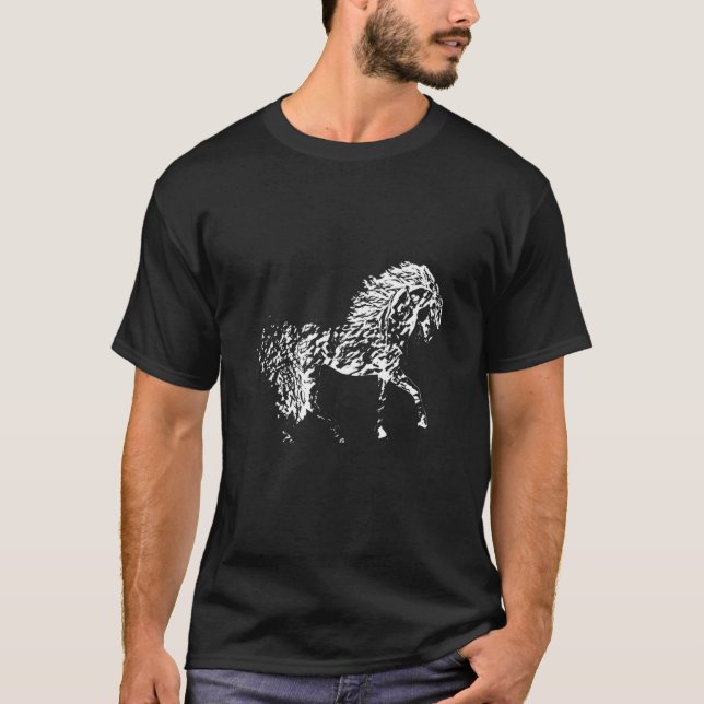 Horses Motif Horse Elegant Mane Animals colourful  T-Shirt (Front)