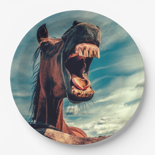 Horse's Mouth Teeth Neigh Wild Horse Animal Paper Plate (Front)