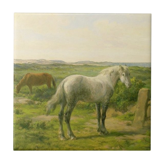 Horses Near the Seaside (by Rosa Bonheur) Ceramic Tile (Front)