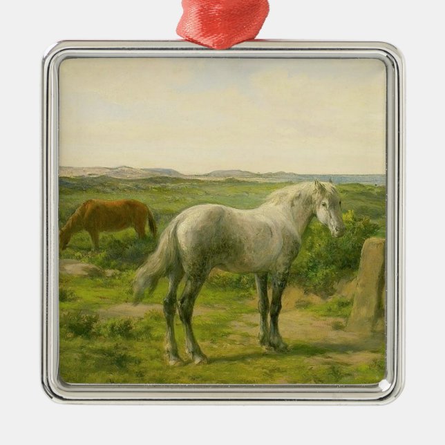 Horses Near the Seaside (by Rosa Bonheur) Metal Ornament (Front)