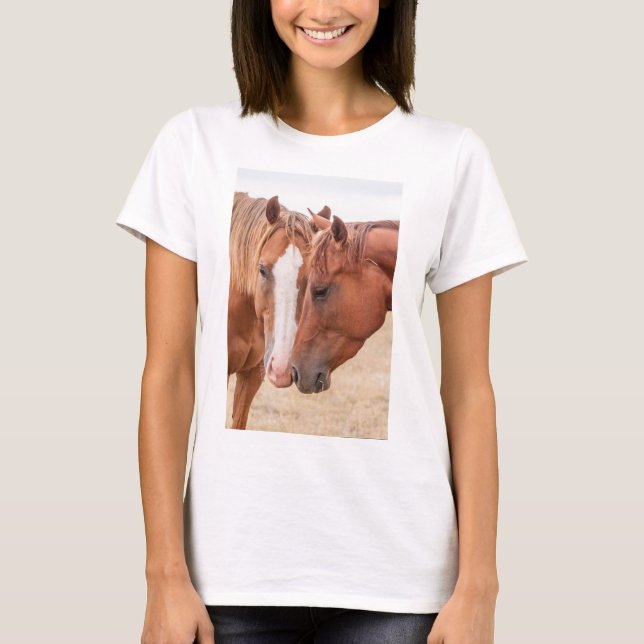 Horses nuzzling in a pasture T-Shirt (Front)