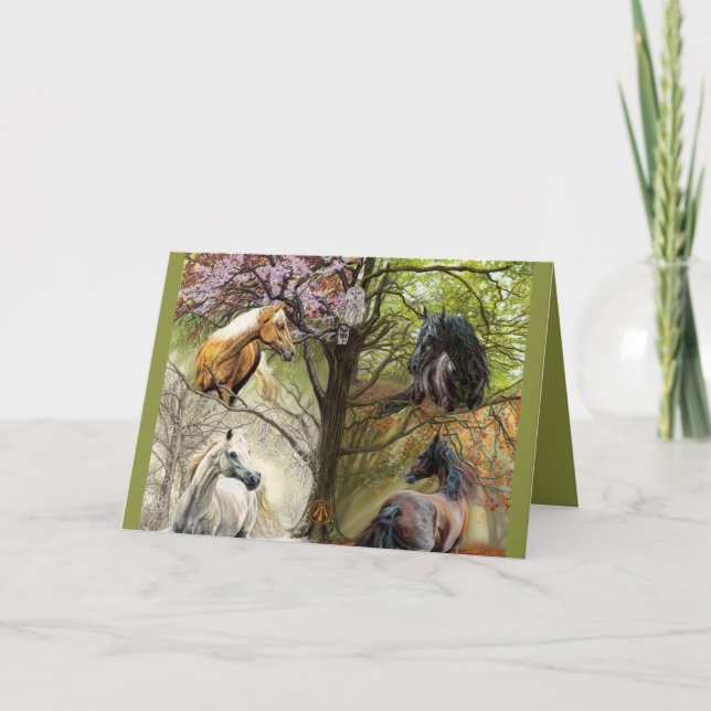 Horses of the Four Seasons Blank Note Card (Front)
