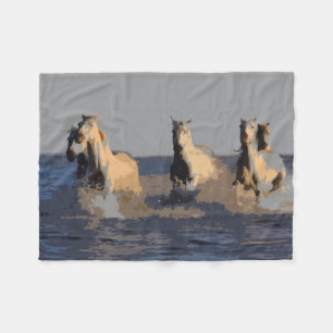Horses of the Sea - Wild Horses Fleece Blanket