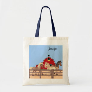 Horses on a Farm Tote Bag