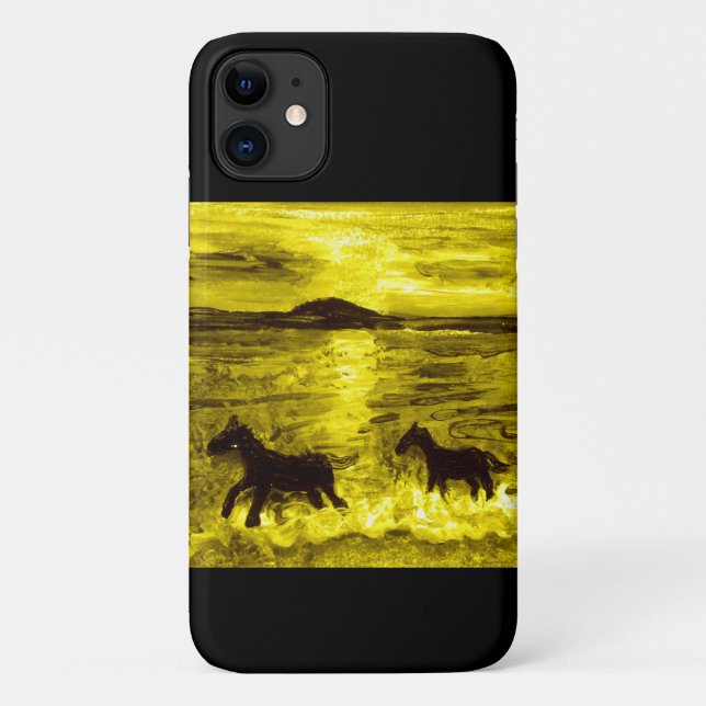 Horses on a Golden Seashore Equine Case-Mate iPhone Case (Back)