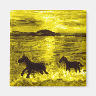 Horses on a Golden Seashore Seaside Magnet