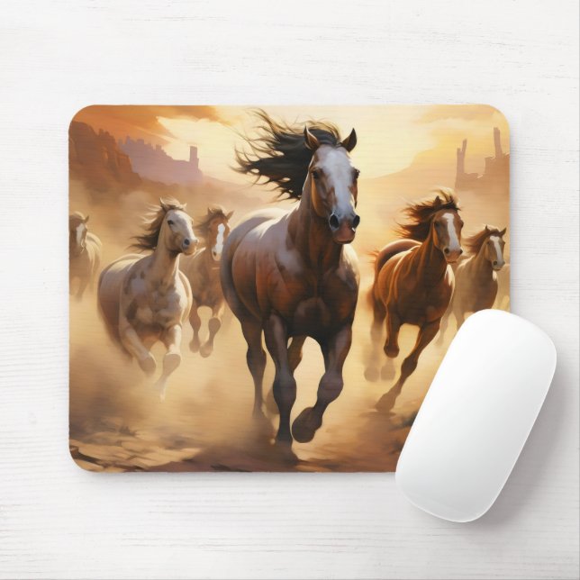Horses on Desert Mouse Pad (With Mouse)