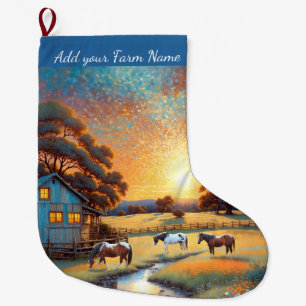Horses on Farm Large Christmas Stocking