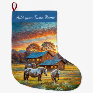 Horses on Farm Large Christmas Stocking