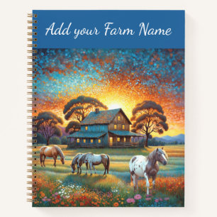 Horses on Farm Wildflower Meadow Notebook