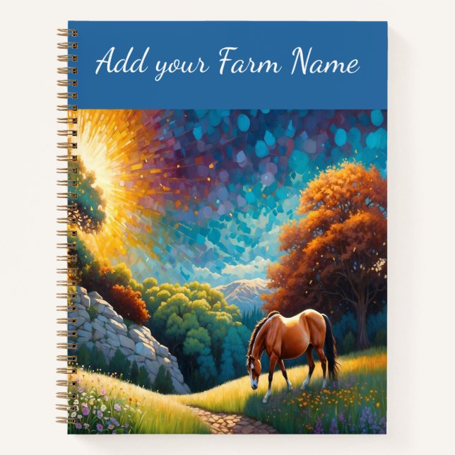 Horses on Farm Wildflower Meadow Notebook (Front)