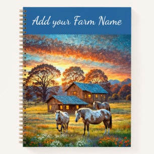 Horses on Farm Wildflower Meadow Notebook