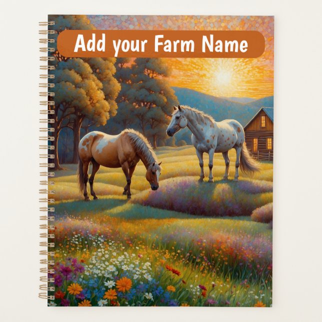 Horses on Farm Wildflower Meadow Planner (Front)