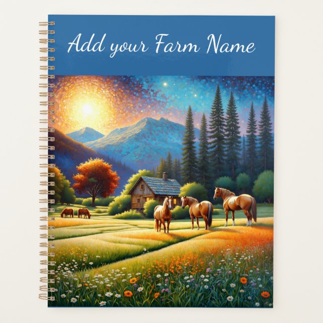 Horses on Farm Wildflower Meadow Planner (Front)