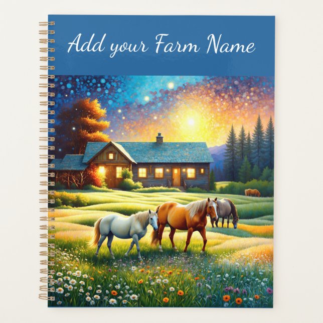 Horses on Farm Wildflower Meadow Planner (Front)